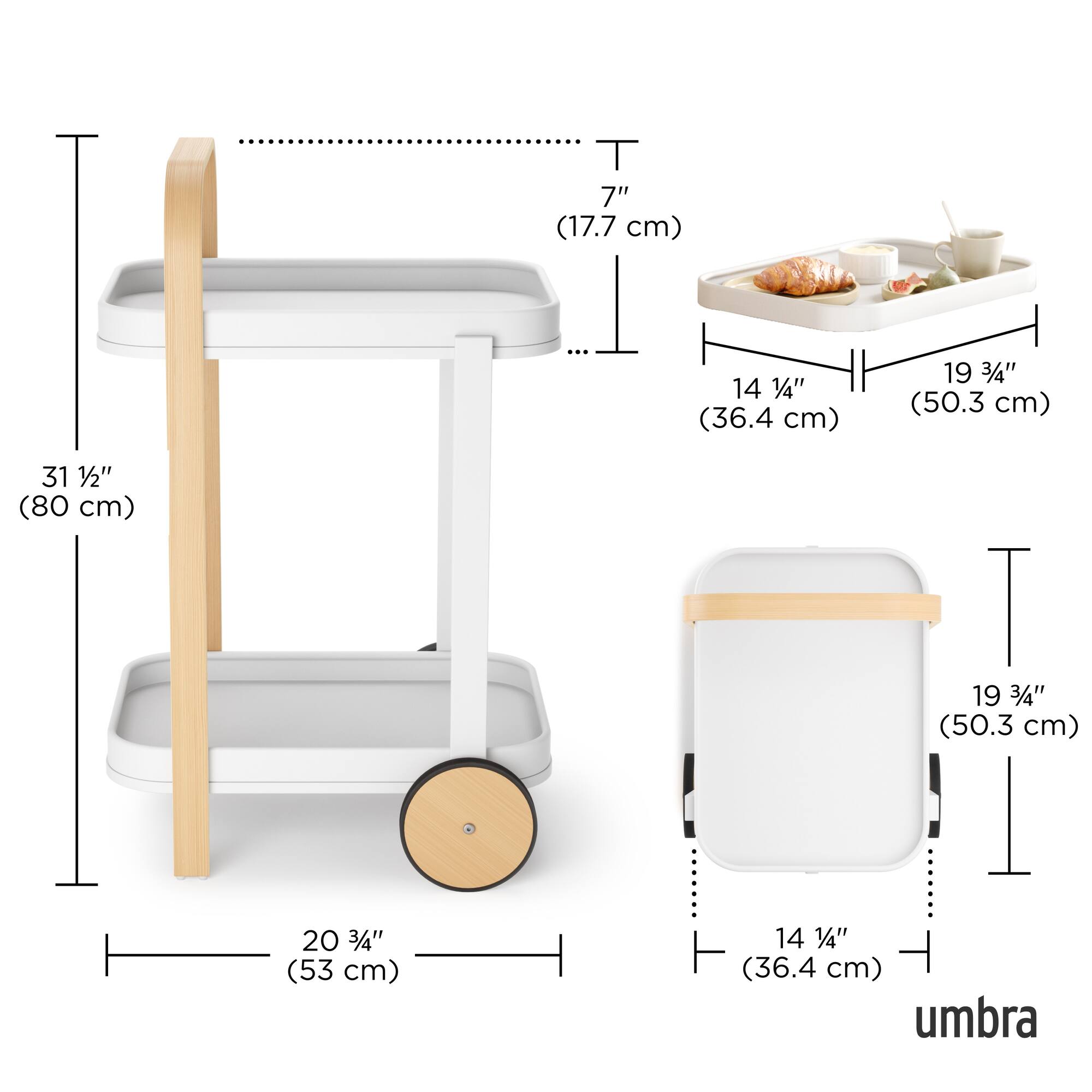 Umbra 21" x 32" White Bellwood Bar & Storage Cart
